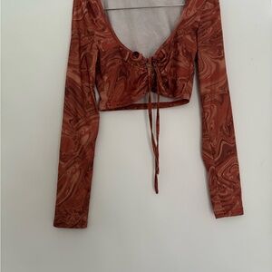 SHEIN Rust Swirl Long Sleeve Blouse